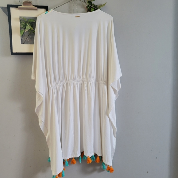 NEW Cabana Life Embroidered Pom Tassel Swim Cover Up S M - Picture 3 of 11
